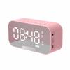 Digital Mirror Surface Alarm Clock with BT Speaker & FM Radio Dual Alarms Electronic Desktop Clock Rechargeable Portable Music Player Support TF Card