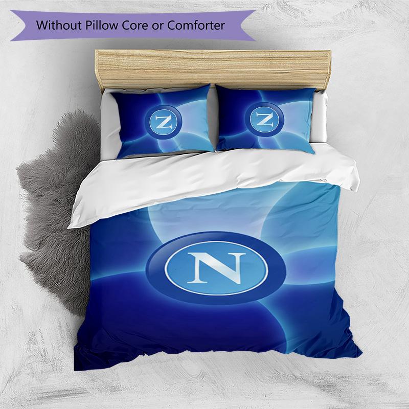 Napoli FC Printed 3PCS Bedding Set Breathable Duvet Cover with Pillowcases Decorative Bed Linen for Bedroom Home