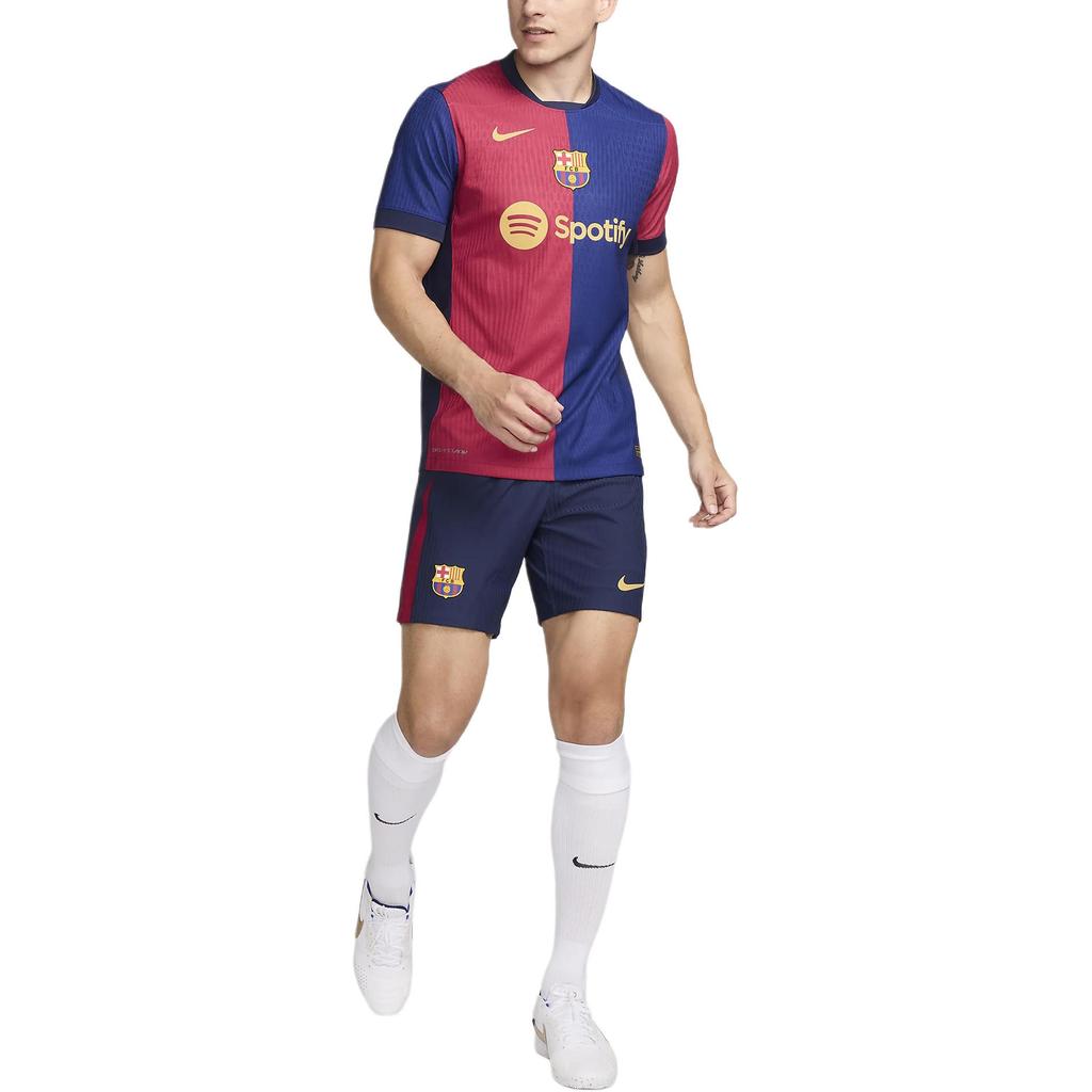 Nike Dri-FIT ADV Barcelona 2024/25 Home Лоскутная печать логотипа Круглый вырез Короткий рукав Футболка Мужская Топы Темно-Королевский Синий FN8775-456