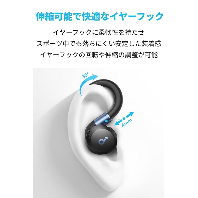 Anker Soundcore Sport X20 (Блютуз 5.3) [Полностью беспроводные наушники/канального типа/с креплением на ухо/активное шумоподавление/внешний звукозаборник/голос