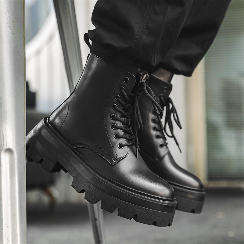 Ботинки Martin мужские, с толстой подошвой, с высоким голенищем, в британском стиле, с высоким голенищем, кожаные, короткие, с боковой молнией, мужские, 3318-J