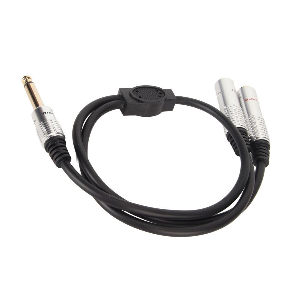 6.35mm Mono Male Plug to Dual 6.35mm Female Signal Audio Cable for Audio System