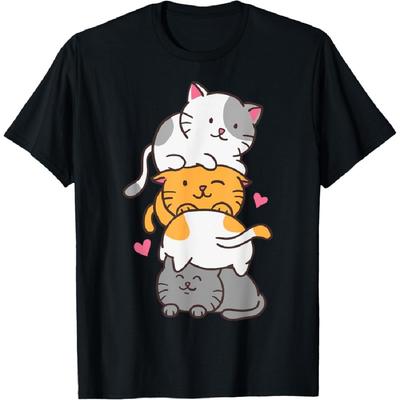 Кошка Кошки Милый Котенок Куча Аниме Каваи Неко Футболка