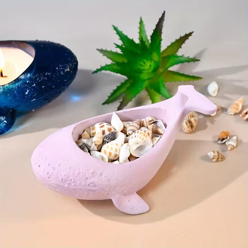 3d Whale Flower Pot Silicone Mold Diy Candle Cup Craft Storage Can Resin Cement Home Decoration Drop Glue Mold Christmas
