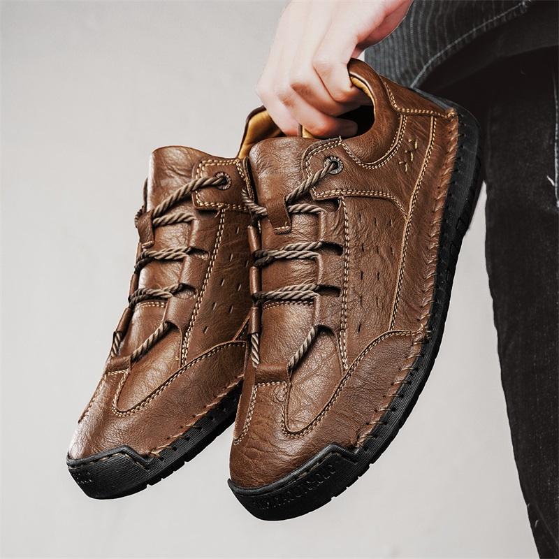 38-48 Мужская обувь больших размеров из кожи, низкие повседневные спортивные туфли, мужская модная повседневная кожаная обувь