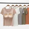Women's Fashion Summer Spring Casual Solid Color Print Short Sleeve O-Neck T-shirts and Tops Blouses & Shirts