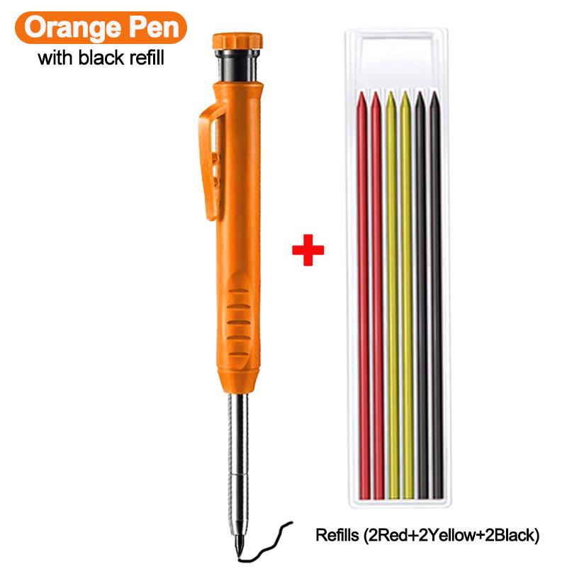 Набор прочных столярных карандашей со сменными грифелями, встроенной точилкой, механический маркер для глубоких отверстий для разметки, деревообрабатывающие инструменты KTY