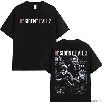 Футболка Resident Evil 2 Biohazard для унисекс, женщин, Леона Кеннеди, Y2k, Высококачественная, 100% хлопок, Уличная одежда, Топы, Ins
