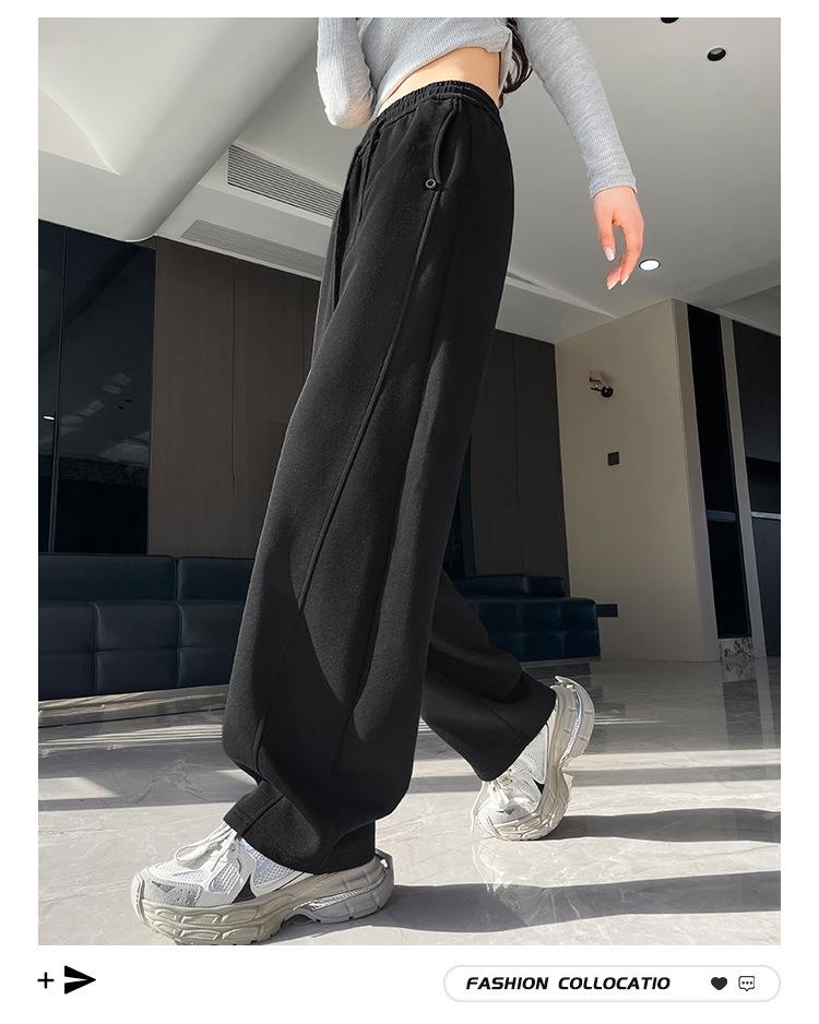 Женские серые спортивные брюки с высокой посадкой, маленького размера, с широкими штанинами - стиль весна 2025