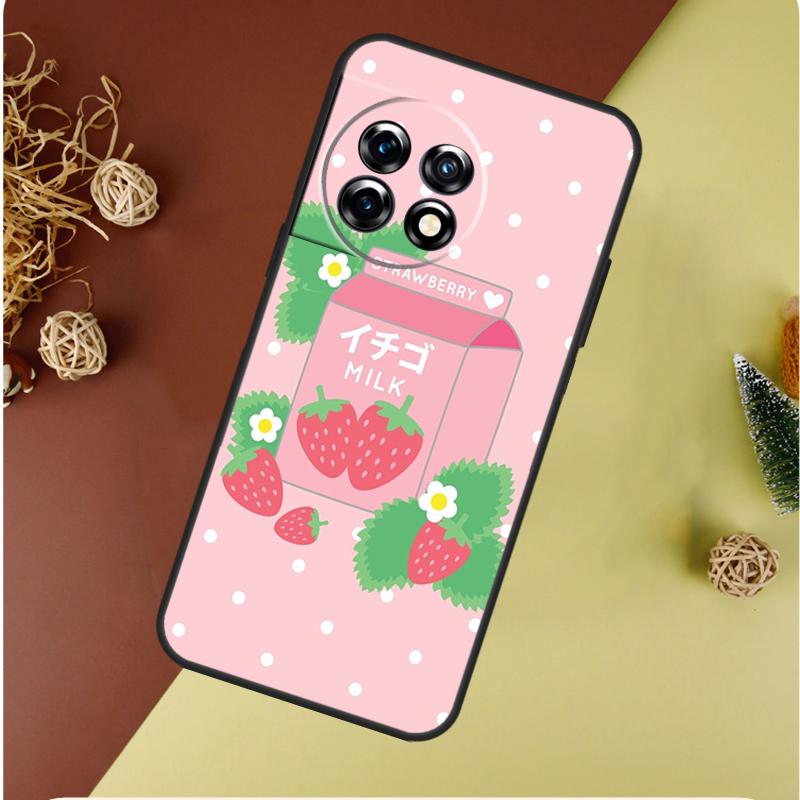 Милый Клубничный Молочный Чехол для Телефона OnePlus 13 12 11 12R 13R 9 10 Pro 8T 9RT 10T 10R Nord 4 CE 2 3 Lite N20 N30