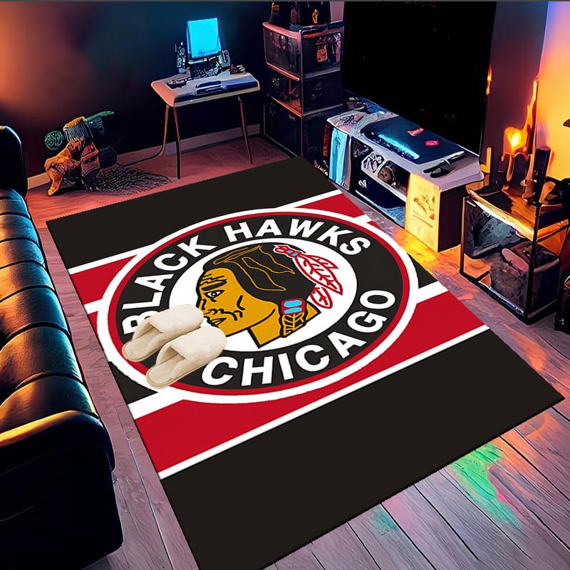 Chicago-Blackhawks Logo Area Rug Suitable for Indoor And Outdoor,Carpets for Kitchens, Homes, Offices, Living Rooms,Home Decor,Christmas Gift