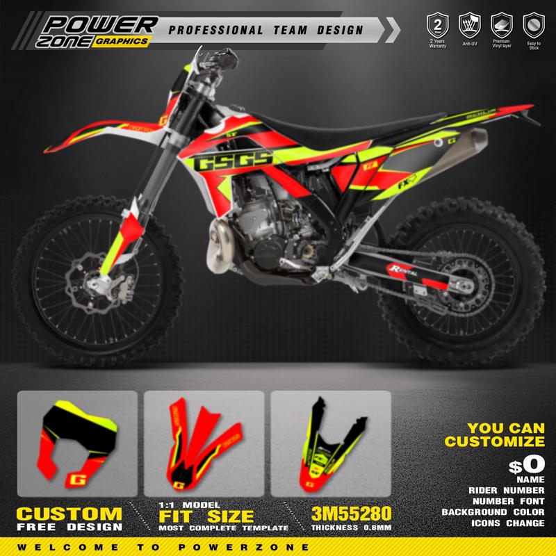 PowerZone Custom Team Graphics For EC Backgrounds Decals Stickers Kit For GASGAS EC MC 250 300 2012 2013 2014 2015 2016 2017 009