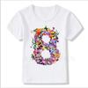 Children Summer Flower Butterfly 1-9 Birthday Number Print T Shirt Boy T-shirts Boy&Girl Funny Gift Short - Sleeved T-ShirtTops