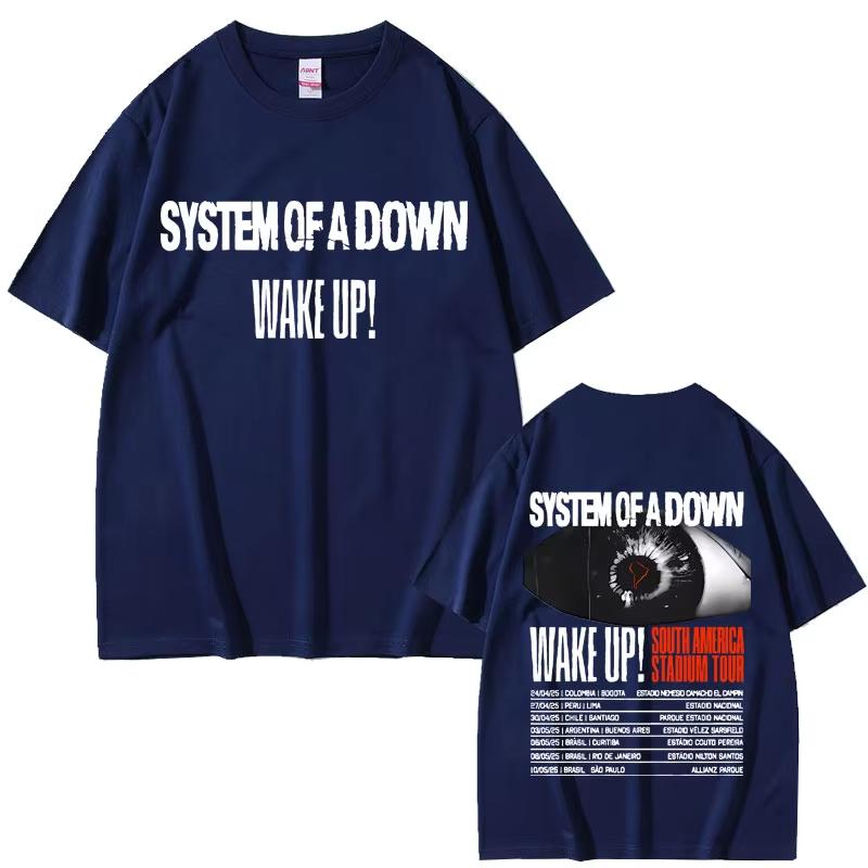 Футболка Rock Band System of A Down Wake Up South America Stadium Tour Альтернативный Метал Мерч Футболка Мужская Оверсайз Футболки