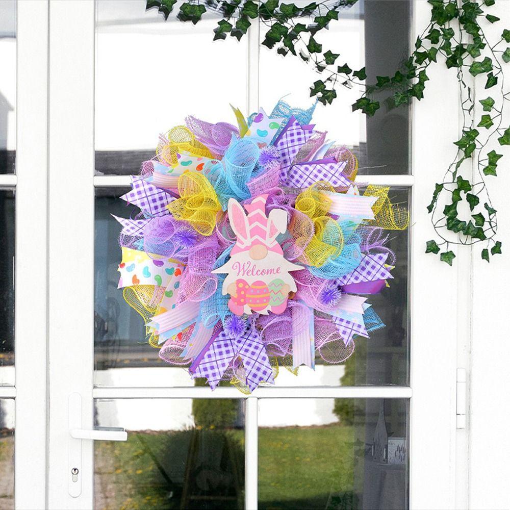 Hanging Easter Dwarf Rabbit Wreath Cartoon Door Hanging Garlands Home Party Decor