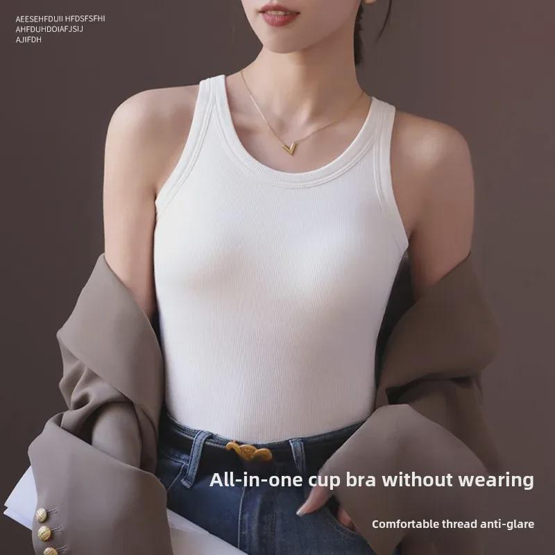 Женский топ из хлопка и модала в рубчик с нагрудными вкладышами, цельный низ, нижнее белье больших размеров с защитой от воздействия внешней среды