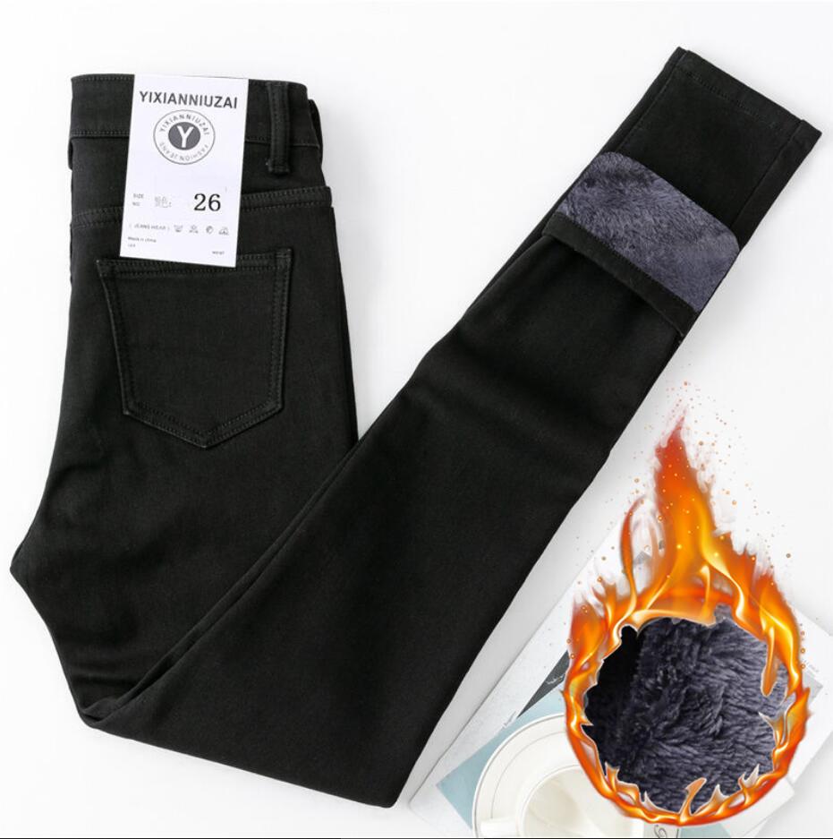 Women Skinny Jeans Winter Velvet Plush Warm High Waist Jeans Girls Denim Pants