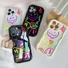 N43 Cute Colorful Expression Design Wavy Phone Case for iPhone 15 14 Pro Max Samsung S24 S23 Ultra A54 A14 A34 Xiaomi Redmi 13C Huawei Soft Back Cover