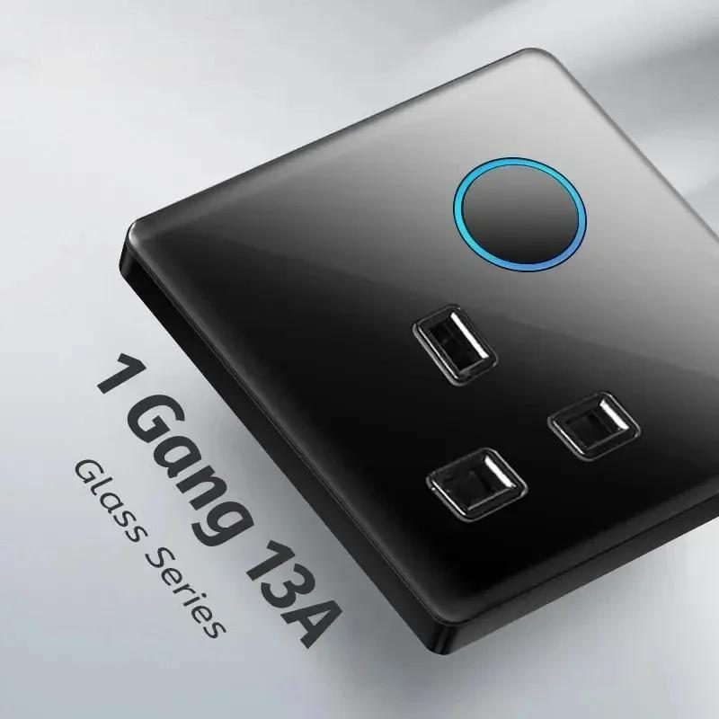 Панель из закаленного стекла 1 2 3 4-клавишный настенный выключатель света 1 2-позиционный международный универсальный светодиодный индикатор точка сброса питания ВКЛ ВЫКЛ