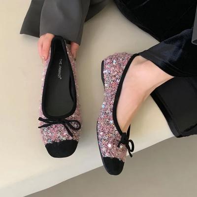 Новый дизайн с пайетками Женские балетки Мягкие нескользящие балетки Женские рабочие туфли Удобные модельные туфли