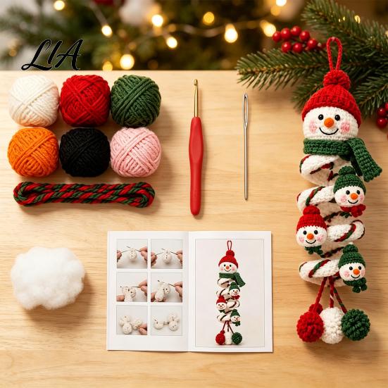 Christmas Stocking Stuffers for Crafters Crochet Spiral Ornament DIY Kit Adults, Beginners, Craft Set Cozy Wool Crafting Materials with Yarn,
