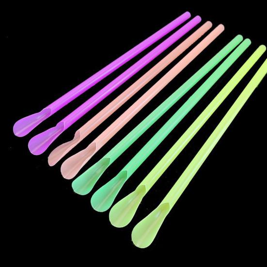50/100Pcs Spoon Straw for Smoothie, 2 in 1 Disposable Straw with Spoon, Plastic Slush Straw for Milkshake Bubble Tea
