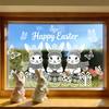 Glass Sticker Static Window Film Peel Stick No Glue Privacy Window Film Easter Bunny Egg Design Easy Remove Bubble-Free Decorative Window Film