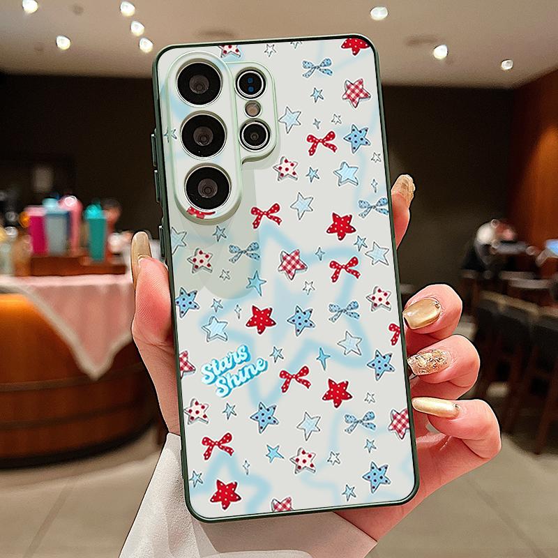 Чехол с узором 'Счастливые Звезды' для Samsung Galaxy S26 Ultra S25 Edge S24 Plus S23 FE S22 A17 A54 A55 A56 A57 5G Магнитный для Magsafe Матовый Чехол