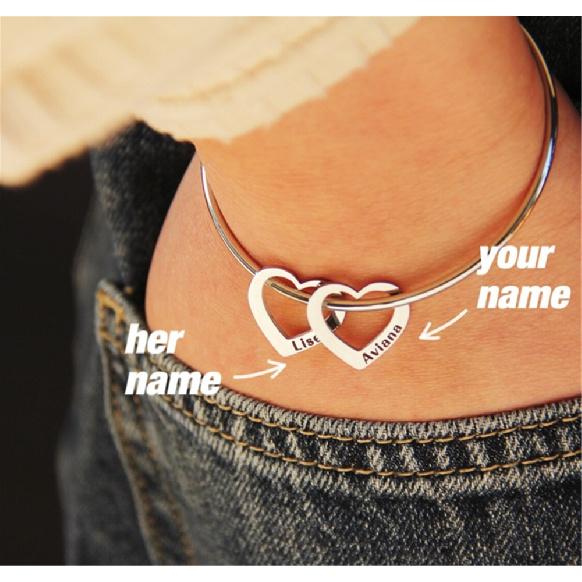 Индивидуальные браслеты с подвеской в ​​виде сердца с гравировкой для женщин, персонализированный браслет из нержавеющей стали, ювелирные изделия на день рождения подруги