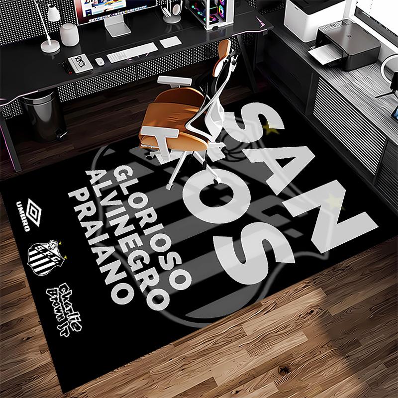 Santos SFC logo Print Area Rug - Soft, Washable Non-Slip Indoor Mat for Office Chairs, Living Room, Home Office Decorative Rug