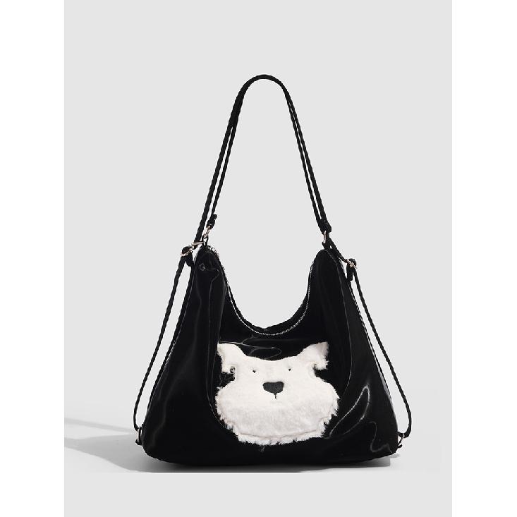 Cute Puppy Tote Bag 2025 New Model for Students, Large Capacity Backpack, Three-in-One Use: Shoulder Bag, Crossbody Bag, and Handbag