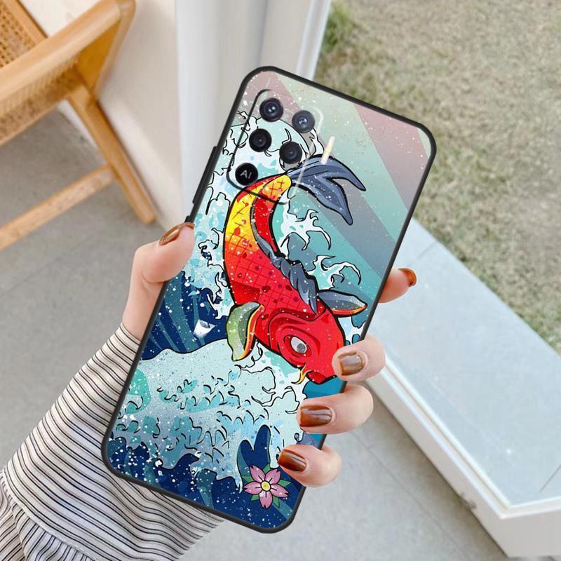Tattoo Japanese Koi Dragon Wave Case For Oppo A76 A16 A96 A17 A18 A60 A80 A40 A38 A58 A78 A98 A94 A74 A54 A15 A57 A77 A5 Pro