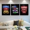 Modern Lights Gaming Zone  Industrial Neon Wall Art Canvas Painting Posters Picture For Internet Cafe Bar Boy Room Home Decor