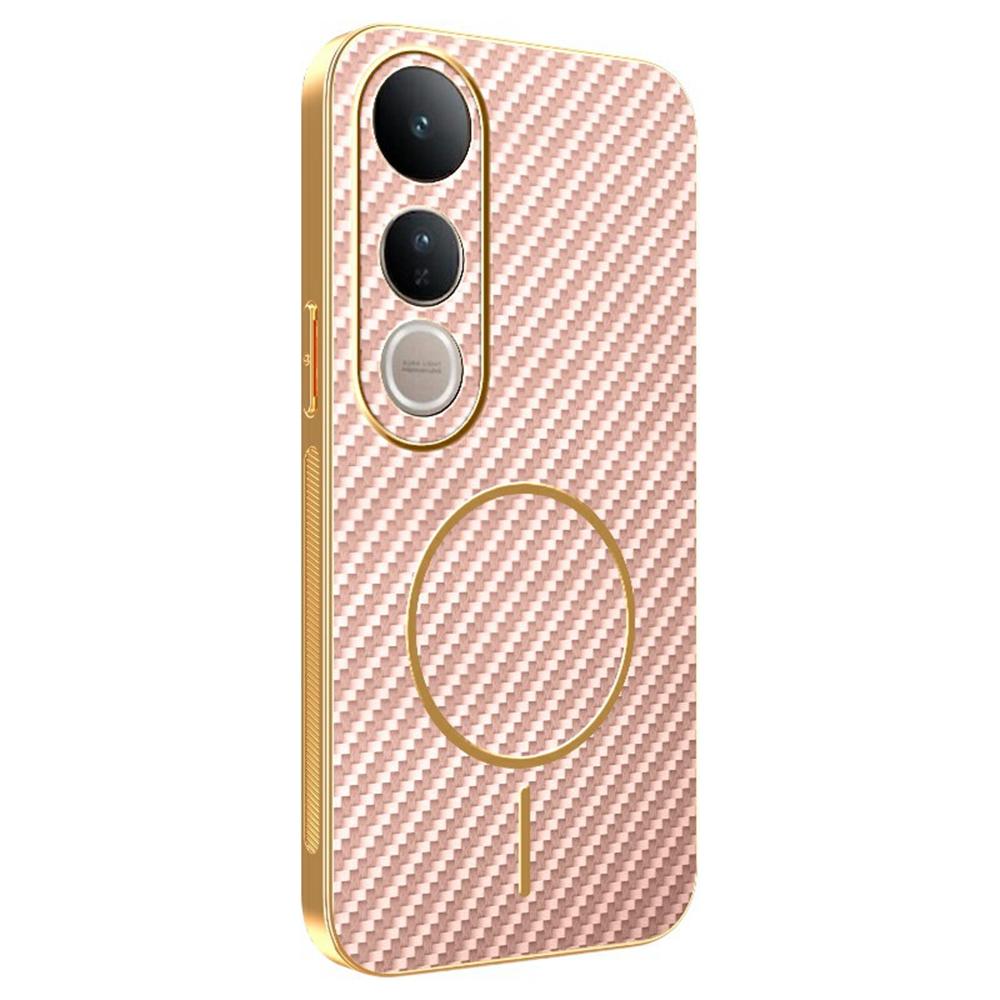 For vivo V50 Lite 4G/5G Phone Case Carbon Fiber Textured Electroplated TPU Back Cover