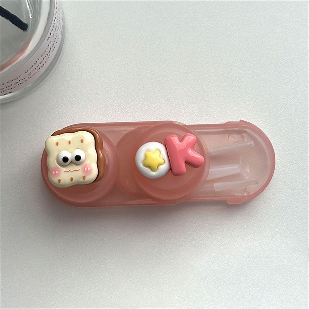 Plastics Contact Lens Case Cute Cartoon Eye Lenses Holder Simple Cosmetic Contact Lens Box Travel
