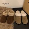 Fashion Brand Design Fur Slippers Woman Winter Warm Long Plush Mule Slides Ladies Soft Sole Fluffy Slip-on Flat Shoes