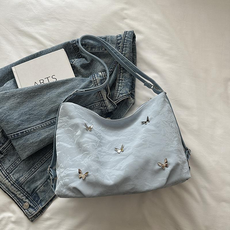 Мягкая кожа бабочка большая вместимость высокая ценность нежная наплечная сумка 2025 лето новая женская наплечная сумка-мессенджер тоут