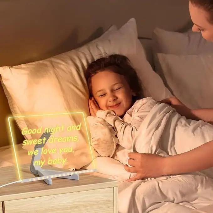 LED Acrylic Writing Board with Light & 7 Pens | DIY 3D Rewritable Message Pad | Night Lamp & Display Board for Home