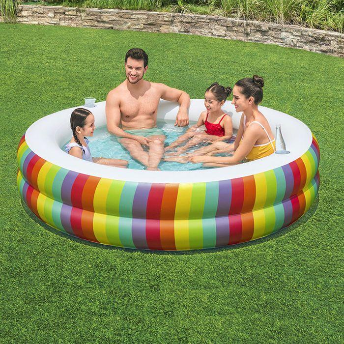 Bestway Inflatable Kids Paddling Pool 206 X 206 X 51 Cm Rainbow
