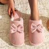 Fashion Fashion Women's Bow Slippers Fall/Winter Indoor Bedroom Floor Lightweight and Comfortable&Soft Warm Slippers for Home