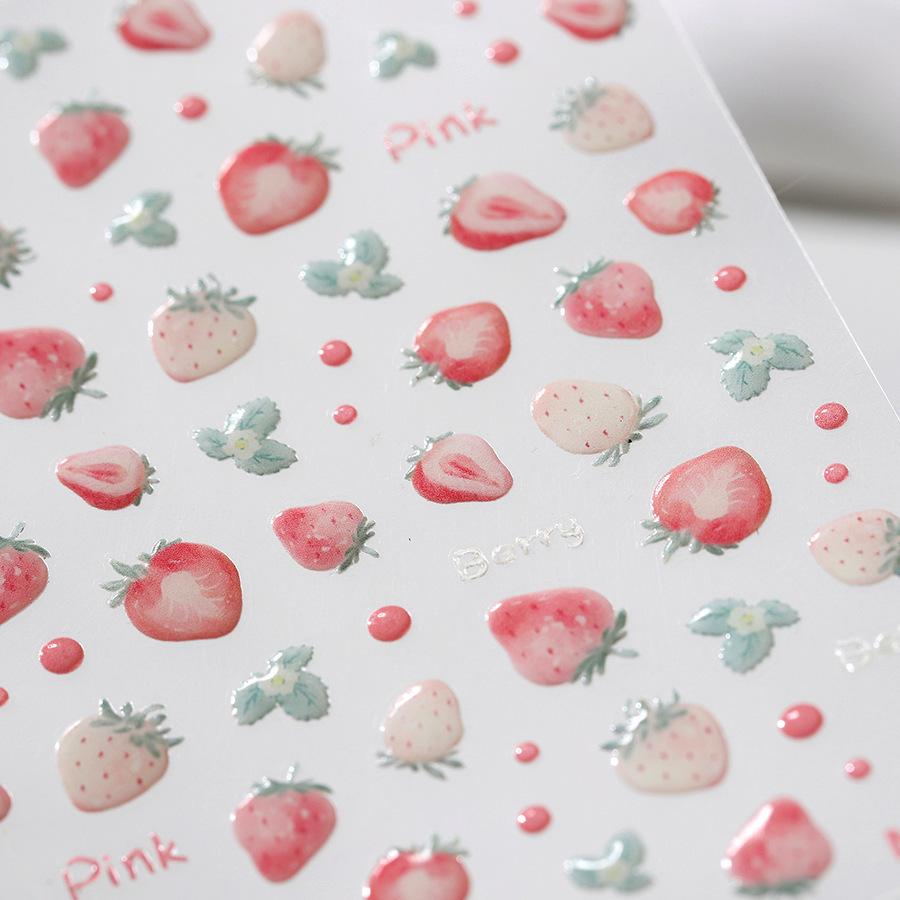 Red Tomato 5D Nail Art Sticker Jelly Mini Bowknot Stars Cute Fruit Self Adhesive Decoration Manicure Decal DIY