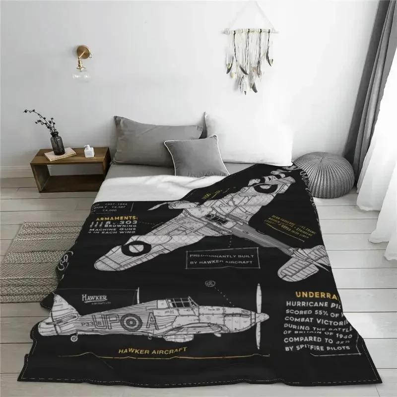 Плед Spitfire Hawker Hurricane Теплый Флис Мягкая Фланель Истребитель Вторая Мировая Война Пилот Самолет Самолет Пледы для Дивана