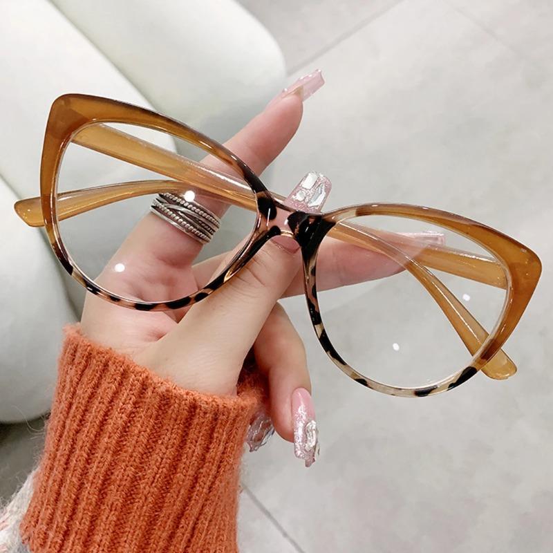 Glasses Women Retro Anti-Blue Light Cat Eye Frame Glasses Vintage Computer Eye Production Eyeglasses Classic Plain Spectacles