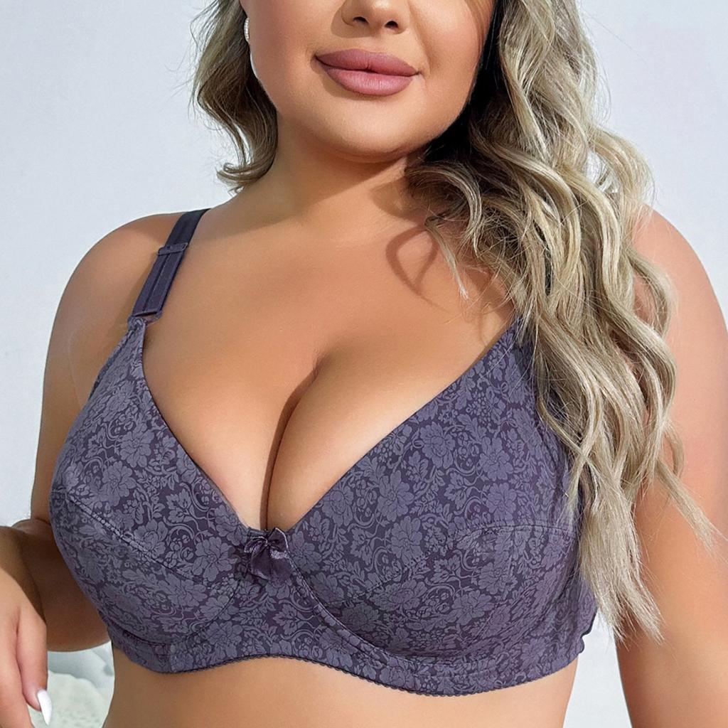 European and American Style Underwire Lace Shaping Bra Ultra-thin Printed Plus Size Anti-sagging Underwear