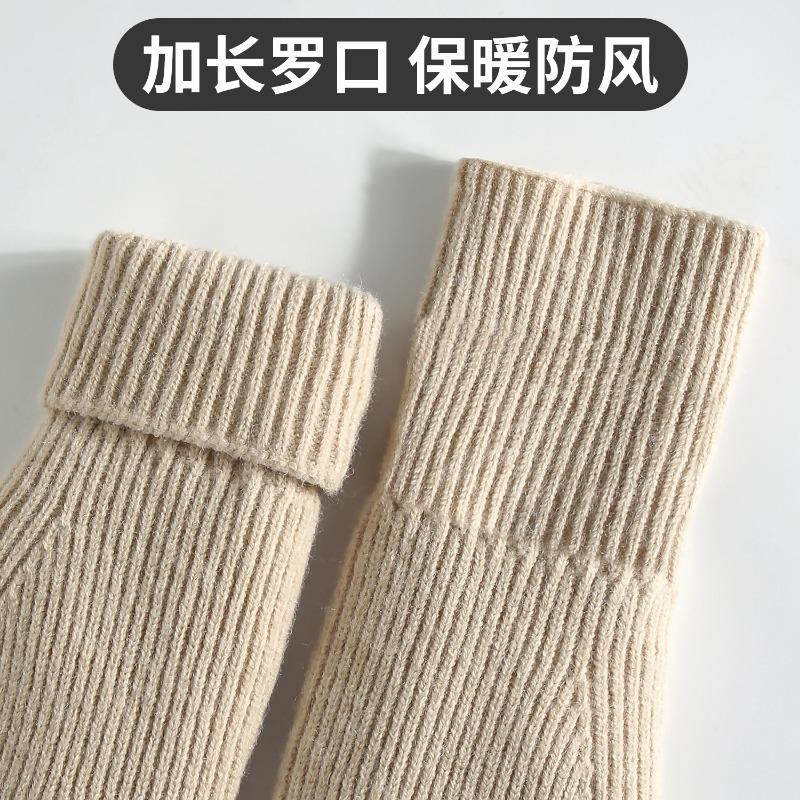 New Winter Thermal Gloves Women's Fleece Thickened Mittens Cycling Skiing Wool, Bag Cover Knitted Gloves