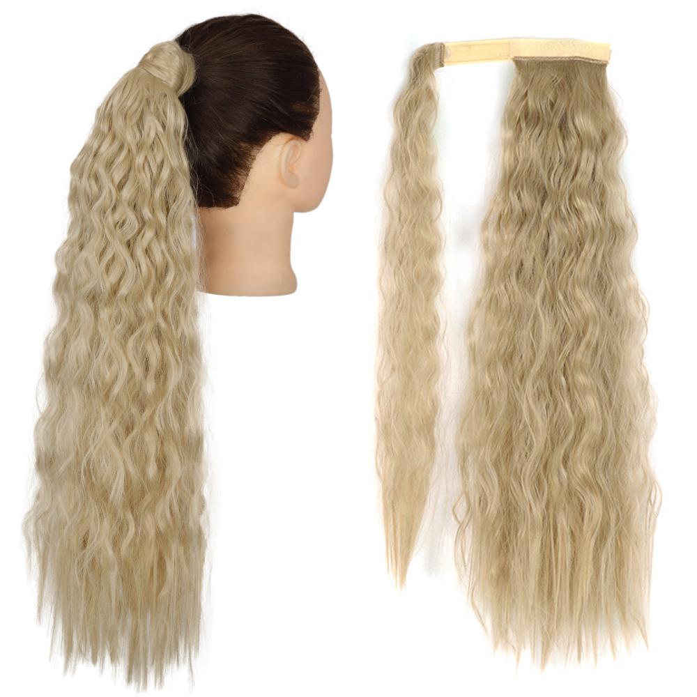 MISS WIG Synthetic Long Straight Hair Extension Wrap Around Clip In Heat Resistant Fiber Ponytail Natural Pony Tail for Women