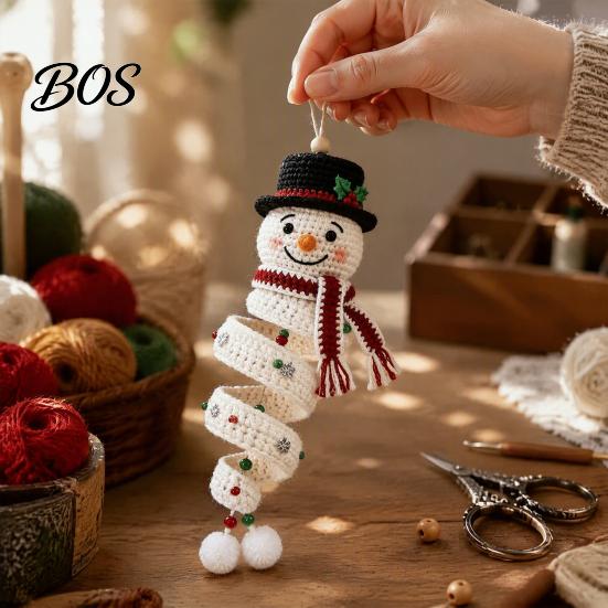 Winter Theme Gift DIY Crochet Snowman Door Hanger Kit, Handmade Holiday Craft Home Accents Set for Christmas Wall, Window, New Year Party Decoration