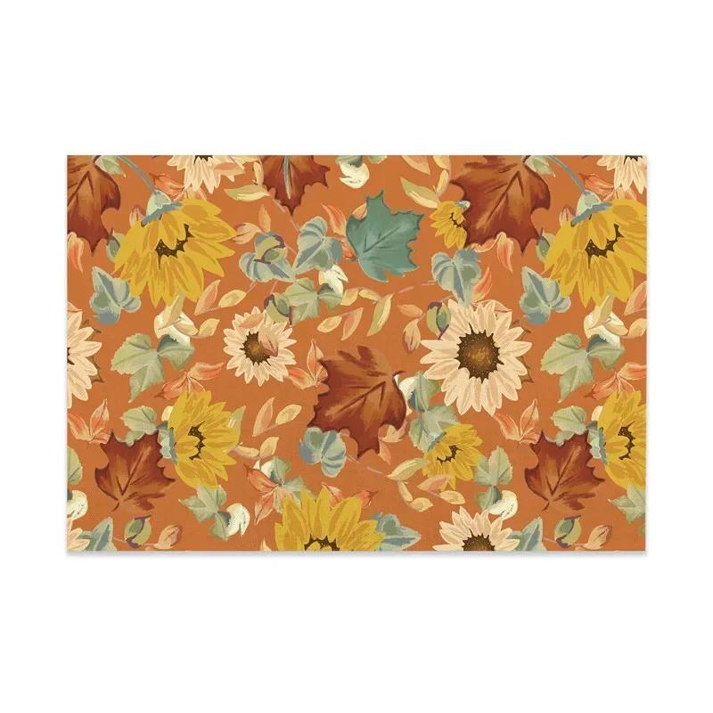 Happy Fall Sunflowers Pumpkins Dwarfs Maple Leaves Placemats For Dining Table Kitchen Linen 1PC 30x45CM