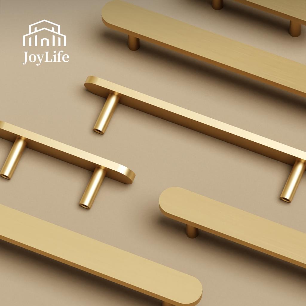 JOYLIFE Solid Brass Cabinet Pulls Modern Minimalist Handles French American Style Drawer Pulls for Wardrobe Kitchen