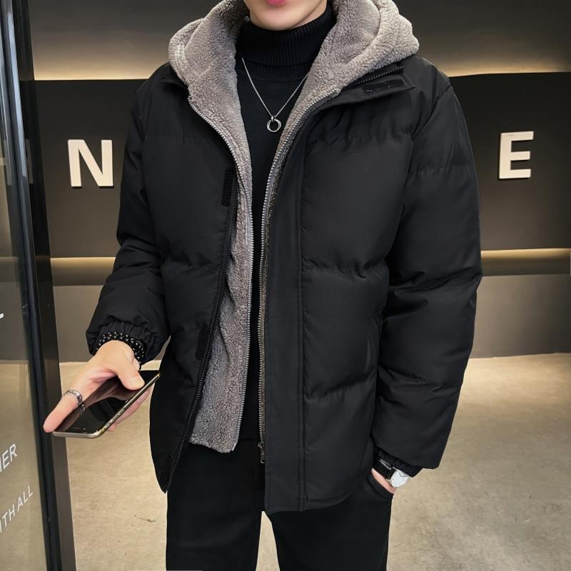 Plus Size Fashion Winter Hooded Warm Men Parkas Outdoor Windproof Male Cotton Clothing Zipper Solid Color Jacket for Men